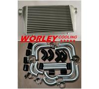 Universal intercooler 450x300x70mm 76mm 3" +aluminium piping&Silicone Hose BLACK