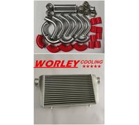 Universal intercooler 450x300x70mm + 76mm 3" aluminium piping&Silicone Hose RED