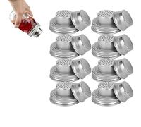 Universal Mason Jar Shaker Lids, Stainless Steel Shaker Lids for Mason Jars, Seasoning sShaker Top, Cocktail Mixer Bar Tool Compatible for Sugar, Salt, Pepper, Kitchen Cooking (8PCS)