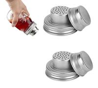 Universal Mason Jar Shaker Lids, Stainless Steel Shaker Lids for Mason Jars, Seasoning sShaker Top, Cocktail Mixer Bar Tool Compatible for Sugar, Salt, Pepper, Kitchen Cooking (2PCS)