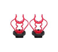 Universal MicShock Mount Cold Shoe Mount Adapter ABS Plastic Microphone Bracket Mount Replacement for Shotgun Microphones Black and Red Pack of 2
