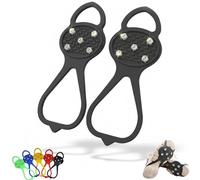 Universal Non-Slip Ice Cleats with 5-Tooth Steel Nails, Silicone Traction Grips for Shoes and Boots on Ice and Snow, Ideal for Hiking, Walking, Climbing, and Fishing (Black,Kids)