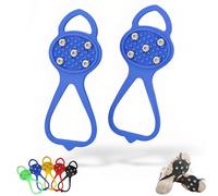 Universal Non-Slip Ice Cleats with 5-Tooth Steel Nails, Silicone Traction Grips for Shoes and Boots on Ice and Snow, Ideal for Hiking, Walking, Climbing, and Fishing (Blue,Adult)