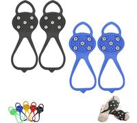 Universal Non-Slip Ice Cleats with 5-Tooth Steel Nails, Silicone Traction Grips for Shoes and Boots on Ice and Snow, Ideal for Hiking, Walking, Climbing, and Fishing (Mixed# 5,Kids)