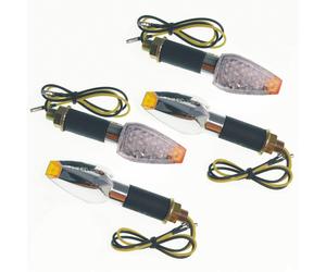 Universal Pair double lens Indicators Motorbike Scooter LED Clear Arrow Chrome