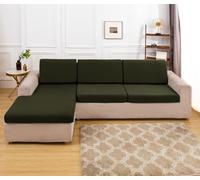 Universal Plus Size Grey Green Elastic Sofa Cushion Covers -Polyester Furniture Protector for Living Room Four Seasons Use Corner Sofa Slipcover