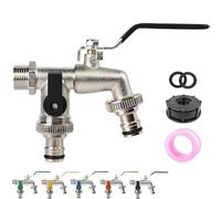 Universal Stainless Steel Double Outlet Garden Water Faucet, Outdoor Water Faucet Valve, Hose Splitter 2 Way Heavy Duty Outside Tap Kit Outdoor Faucets (Black)