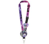 Universal Studio Japan Black Dreams Bloom Kuromi Neck Strap & Button Badge Set