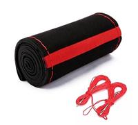 Universal Suede Leather Steering Wheel Cover, Hand-Stitched DIY Wrap with Center Alignment Mark, Non-Slip & Breathable for All Seasons, Enhanced Grip for Most Cars(黑红红线)