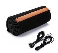 Universal Suede Leather Steering Wheel Cover, Hand-Stitched DIY Wrap with Center Alignment Mark, Non-Slip & Breathable for All Seasons, Enhanced Grip for Most Cars(黑棕)