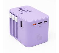 Universal Travel Adapter, International Power Adapter with 3 USB-C & 2 USB-A Ports, Worldwide Plug Adapter for EU/UK/US/AU (Purple)