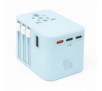 Universal Travel Adapter, International Power Adapter with 3 USB-C & 2 USB-A Ports, Worldwide Plug Adapter for EU/UK/US/AU (Blue)