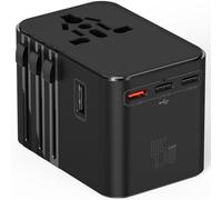 Universal Travel Adapter, International Power Adapter with 3 USB-C & 2 USB-A Ports, Worldwide Plug Adapter for EU/UK/US/AU (Black)
