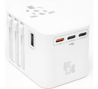 Universal Travel Adapter, International Power Adapter with 3 USB-C & 2 USB-A Ports, Worldwide Plug Adapter for EU/UK/US/AU (White)