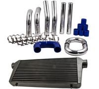 Universal Turbo Intercooler Kit Tube & Fin Black Intercooler Core Pipes Kit