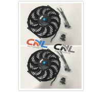 Universal Two 12 inch 12V Electric Cooling Fan curved Thermo Fan + Mounting kits