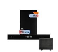 UNIVERSALBLUE | Campana decorativa a forma di T | Colore nero | 3 Potenze | Filtri rimovibili e lavabili | 66 dB | Spedizione e Salita al piano incluso