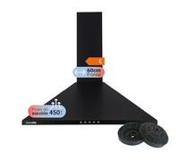 UNIVERSALBLUE Cappa aspirante 60 cm Piramidale Nera | Estrattore di fumo e aria elettrica per cucina | 3 velocità | Nessuna uscita di fumo | Potente aspirazione 450 m³/h | Filtri inclusi