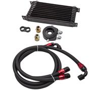 10-Row 10AN Engine Transmission Oil Cooler Kit Aluminum Hose End For Universal