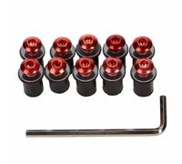 Universale 10pcs Moto Parabrezza Vite bulloni Dadi Kit di Fissaggio Moto rondelle Dadi Viti assortimento Kit Viti Bulloni Moto(Red)