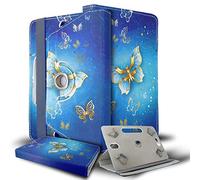 Universale 20.3 cm tablet, supporto multiangolare stampato portafoglio custodia Fits all 20.3 cm pollici, Acer, Toshiba Tab tablet Android dispositivi multicolore Butterfly Gold Universal 10.1" & 10"