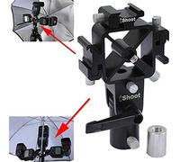 Universale 3-in-1 Tri-Hot Shoe Mount Flash Staffa Holder con 2 Foro Ombrello per Light Stand Camera Treppiede Ombrello Riflettente Studio Flash Soft Box Speedlite Diffusore