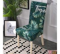 Universale Coprisedie con Schienale, Morbuy Foglie e Fiori Jacquard Coprisedia Elastico per Sala Pranzo Hotel Banchetto Lavabile Sfoderabile Party Decor (6 Pezzi,Foglie Palma Tropicali)