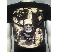 Universale Mostri Collage Dracula Frankenstein Uomo-Lupo Horror Maglietta S-2XL