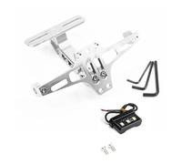 Universale Regolabile Con Luci A Motos Indicatore Direzione Posteriore Portalampada Accessorio Porta Targa Moto In Lega Posteriore Tail Tidy Fender Eliminator Kit(Silver)