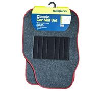 Universale Set Tappetini Auto, Grigio/Rosso - BMS1RD