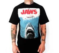 Universale The Original 1975 JAWS Poster Film Maglietta Nero Steven Spielberg