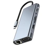 Universals USB C Docking Station 11 Porte Costruzione in Alluminio PD3.0 Ricarica 5Gbps Velocità di Trasferimento Slot per Schede Multiporte USB C Hub Trasferimento dati veloce
