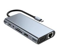 Universals USB C Docking Station 11 Porte Costruzione in Alluminio PD3.0 Ricarica 5Gbps Velocità di Trasferimento Slot per Schede Multiport USB C Docking Station