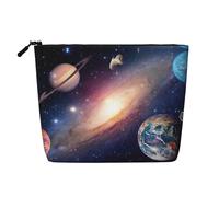 Universe Galaxy - Trousse da donna, con stampa dello spazio esterno, borsa per il trucco a un solo strato, per cosmetici da viaggio, con cerniera, nero, Taglia unica