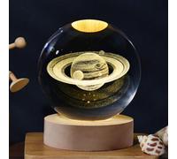 Universe Lamps - Lampada Saturno Di Cristallo E Luna, Ludosphere, Sfera 3D Galassia, Luce Notturna Universo, Lampada Di Vetro (Saturno)