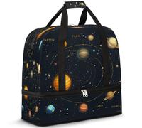 Universe Planet Borsone da viaggio per donne e uomini, motivo pianeta spaziale, pieghevole, borsa da palestra per il fine settimana e la notte, borsa da cabina con scomparto per scarpe, Multicolore