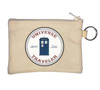 Universe Traveler Space Time - Portamonete con portachiavi, colore: Beige