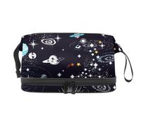 Universe - Trousse a doppio strato per cosmetici per donne e ragazze, borsa da toeletta da viaggio per trucchi, pratica borsa organizer con scomparto per pennelli, Multi, 27x15x14 cm/10.6x5.9x5.5 in,