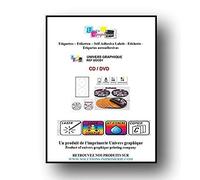 UniversGraphique, 200 Etichette Adesive per CD - DVD, Diametro 117 mm + Foro 17 mm, 2 Adesivi per Foglio, Modello di Aiuto al Posizionamento Incluso