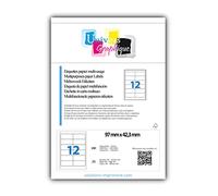 UniversGraphique, 240 Etichette Adesive su Fogli A4, Colore Bianco, 97 x 42.3 mm, Fogli 20, 12 Etichette per Foglio, Ref UGE12V04