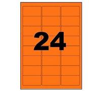UniversGraphique, 2400 Etichette Adesive su Fogli A4, Colore Arancione Neon, 63.5 x 33.9 mm, Fogli 100, 24 Etichette per Foglio