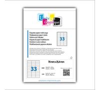 UniversGraphique, 3300 Etichette Adesive su Fogli A4, Colore Bianco, 70 x 25.4 mm, Fogli 100, 33 Etichette per Foglio, Ref UGE0033V1