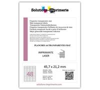 UniversGraphique, 480 Etichette Adesive su Fogli A4, Poliestere Trasparente Opaco, 45.7 x 21.2 mm, Fogli 10, 48 Etichette per Foglio