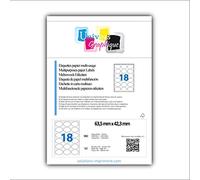 UniversGraphique, 900 Etichette Adesive Ovale su Fogli A4, Colore Bianco, 63.5 x 42.3 mm, Fogli 50, 18 Etichette per Foglio, Ref UGE18OV1
