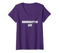università della Vita Maglietta con Collo a V, Donna, Viola, L