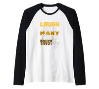 University Varsity-Gold Color Ridere ma Non fidarti Maglia con Maniche Raglan