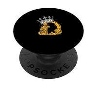 University Varsity, lettera D color oro + corona PopSockets PopGrip Adesivo
