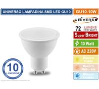 UNIVERSO 10 LAMPADINE LED GU10 10W FARETTO SPOTLIGHT 110° 720 LUMEN