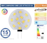 10 pz LAMPADINA PIASTRA DISCO LAMPADA LED G4 1,8W CIRCOLARE TONDA SLIM 12V 300° [EEK: A+]