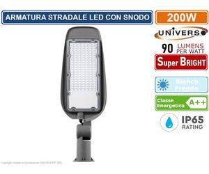 UNIVERSO ARMATURA STRADALE LED 30W 50W 100W 150W 200W CON SNODO INCORPORATO IP65 [EEK: A+]
